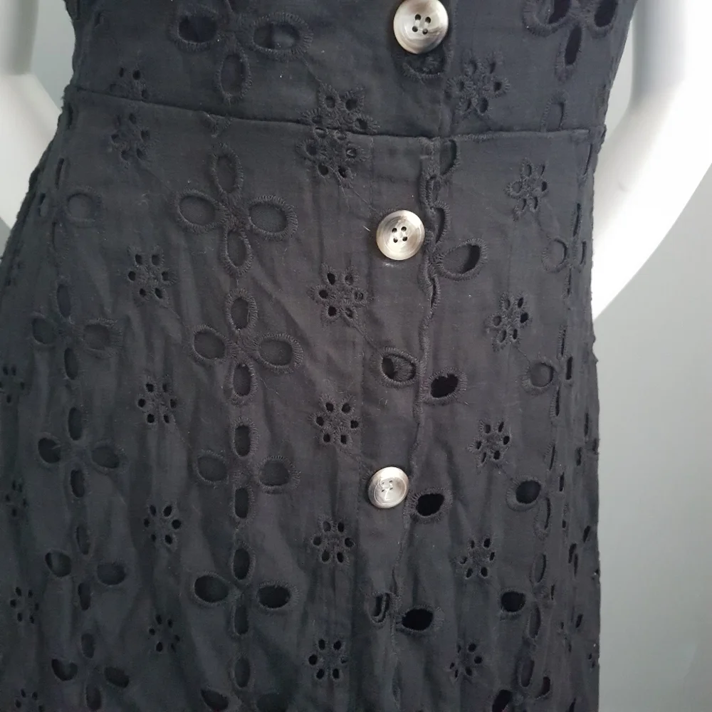 Monteau Black Eyelet Puff Sleeve Mini Dress - Picture 7 of 12